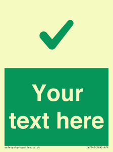 Custom green background, green tick sign